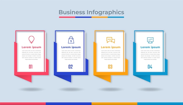 Infografía de línea de tiempo Visualización de datos comerciales Gráfico de diagrama de proceso con opciones de pasos