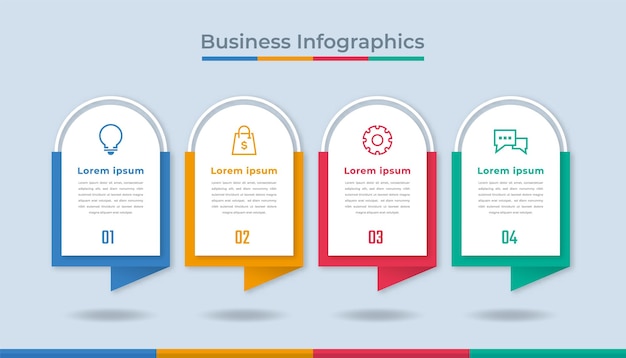 Infografía de línea de tiempo Visualización de datos comerciales Gráfico de diagrama de proceso con opciones de pasos