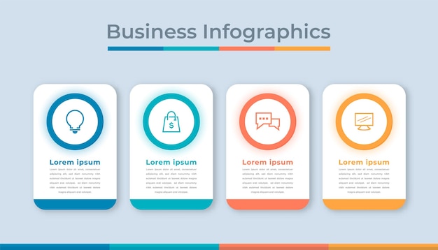 Infografía de línea de tiempo Visualización de datos comerciales Gráfico de diagrama de proceso con opciones de pasos