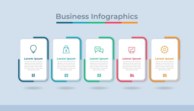 Infografía de línea de tiempo Visualización de datos comerciales Gráfico de diagrama de proceso con opciones de pasos