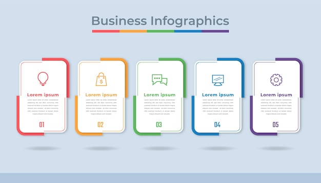 Infografía de línea de tiempo Visualización de datos comerciales Gráfico de diagrama de proceso con opciones de pasos