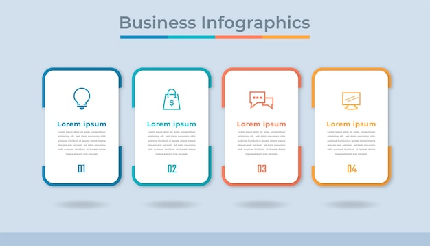Infografía de línea de tiempo Visualización de datos comerciales Gráfico de diagrama de proceso con opciones de pasos