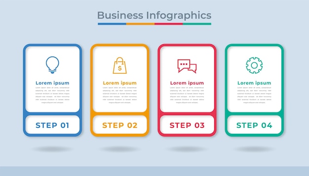 Infografía de línea de tiempo Visualización de datos comerciales Gráfico de diagrama de proceso con opciones de pasos