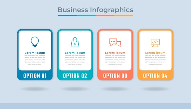 Infografía de línea de tiempo Visualización de datos comerciales Gráfico de diagrama de proceso con opciones de pasos