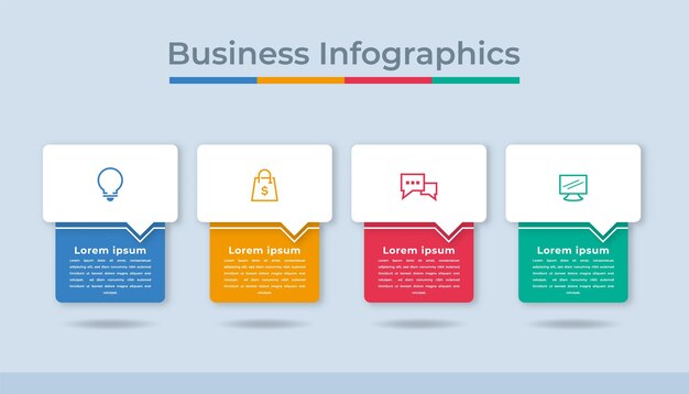 Infografía de línea de tiempo Visualización de datos comerciales Gráfico de diagrama de proceso con opciones de pasos