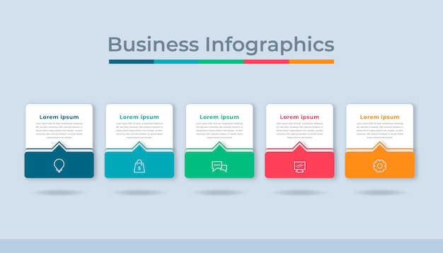Infografía de línea de tiempo Visualización de datos comerciales Gráfico de diagrama de proceso con opciones de pasos