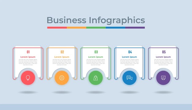 Infografía de línea de tiempo Visualización de datos comerciales Gráfico de diagrama de proceso con opciones de pasos