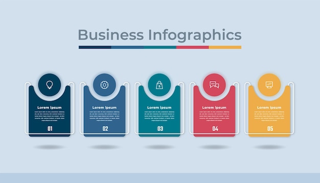 Infografía de línea de tiempo Visualización de datos comerciales Gráfico de diagrama de proceso con opciones de pasos