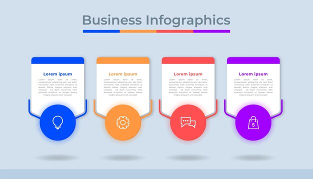 Infografía de línea de tiempo Visualización de datos comerciales Gráfico de diagrama de proceso con opciones de pasos