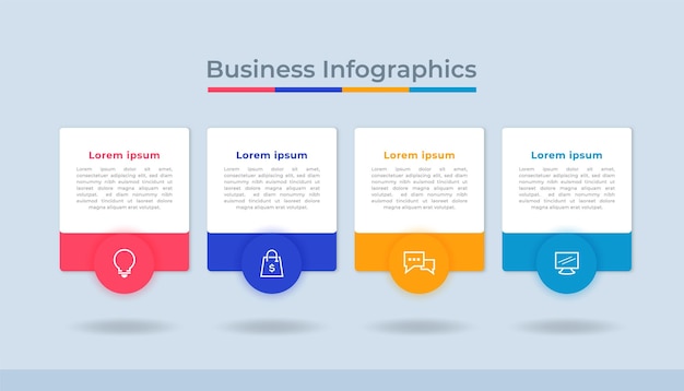 Infografía de línea de tiempo Visualización de datos comerciales Gráfico de diagrama de proceso con opciones de pasos