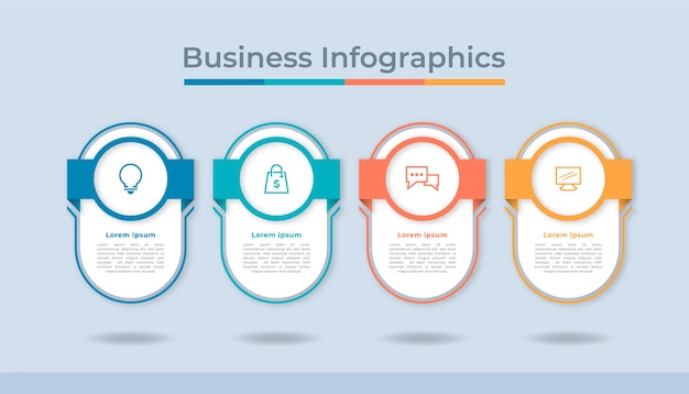 Infografía de línea de tiempo Visualización de datos comerciales Gráfico de diagrama de proceso con opciones de pasos