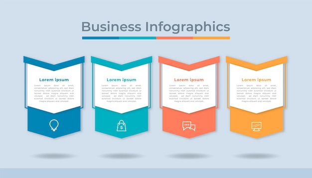 Infografía de línea de tiempo visualización de datos comerciales gráfico de diagrama de proceso con opciones de pasos