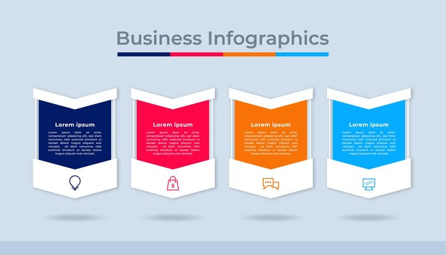 Infografía de línea de tiempo Visualización de datos comerciales Gráfico de diagrama de proceso con opciones de pasos