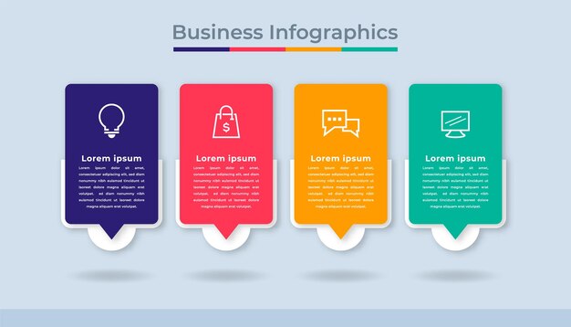 Infografía de línea de tiempo Visualización de datos comerciales Gráfico de diagrama de proceso con opciones de pasos