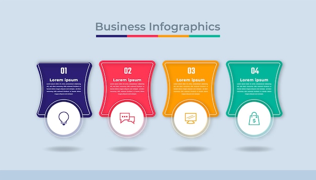 Infografía de línea de tiempo Visualización de datos comerciales Gráfico de diagrama de proceso con opciones de pasos