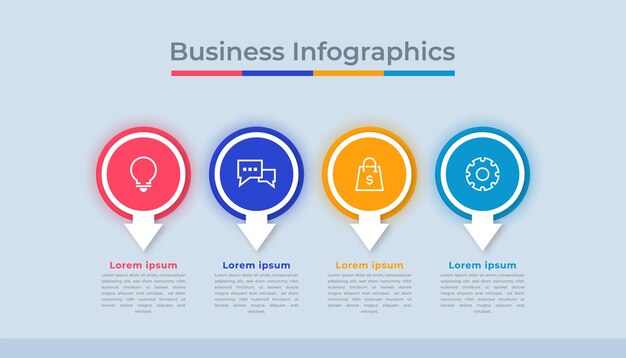 Infografía de línea de tiempo Visualización de datos comerciales Gráfico de diagrama de proceso con opciones de pasos