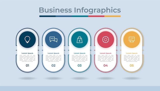 Infografía de línea de tiempo Visualización de datos comerciales Gráfico de diagrama de proceso con opciones de pasos