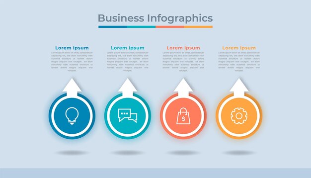 Infografía de línea de tiempo Visualización de datos comerciales Gráfico de diagrama de proceso con opciones de pasos