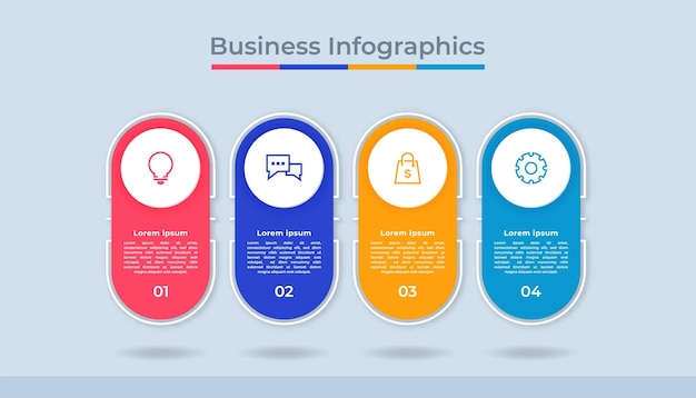 Infografía de línea de tiempo Visualización de datos comerciales Gráfico de diagrama de proceso con opciones de pasos