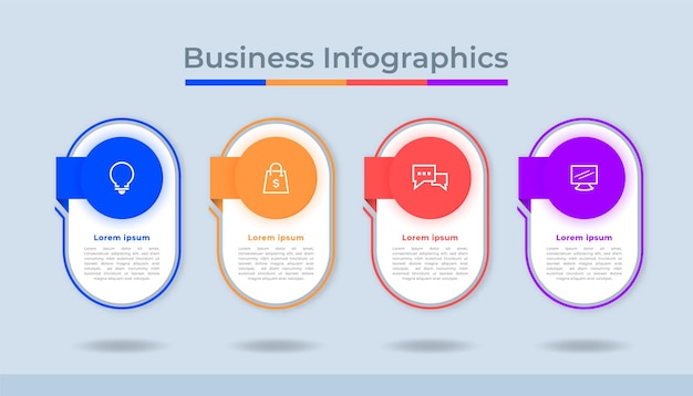 Infografía de línea de tiempo Visualización de datos comerciales Gráfico de diagrama de proceso con opciones de pasos