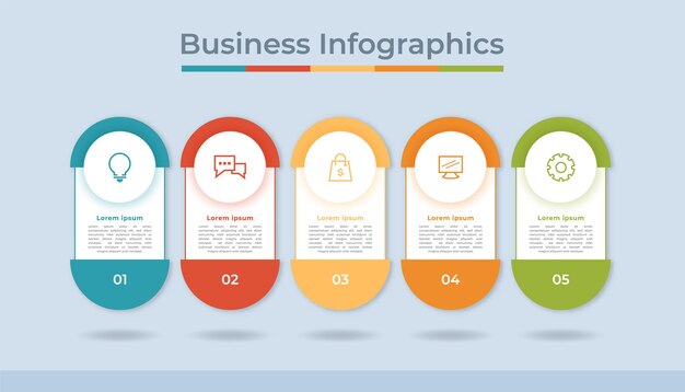 Infografía de línea de tiempo Visualización de datos comerciales Gráfico de diagrama de proceso con opciones de pasos