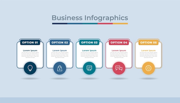 Infografía de línea de tiempo visualización de datos comerciales gráfico de diagrama de proceso con opciones de pasos