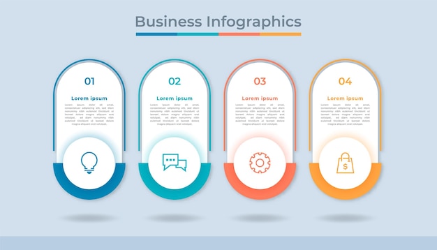 Infografía de línea de tiempo Visualización de datos comerciales Gráfico de diagrama de proceso con opciones de pasos