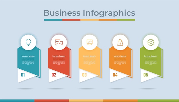 Infografía de línea de tiempo Visualización de datos comerciales Gráfico de diagrama de proceso con opciones de pasos
