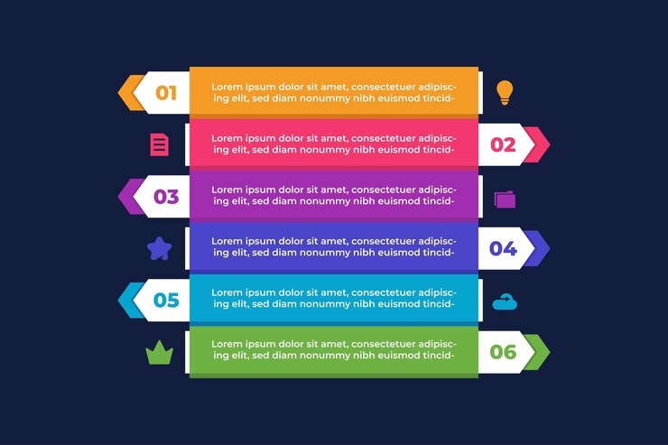 Vector infografía de lista de estrategia empresarial colorida
