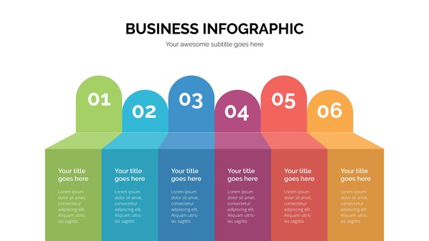 Infografía de lista de negocios con seis listas Adecuada para plantilla de presentación con relación de aspecto 16x9