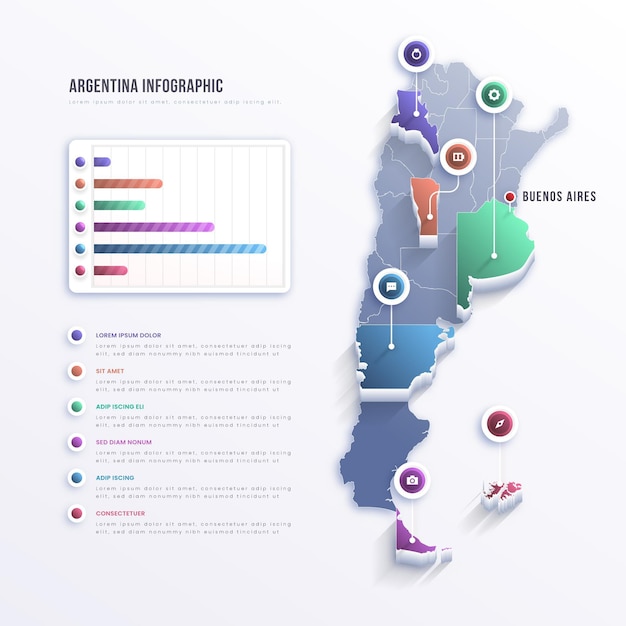 Vector infografía del mapa de argentina
