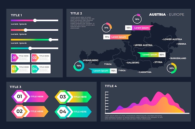 Infografía de mapa de austria degradado