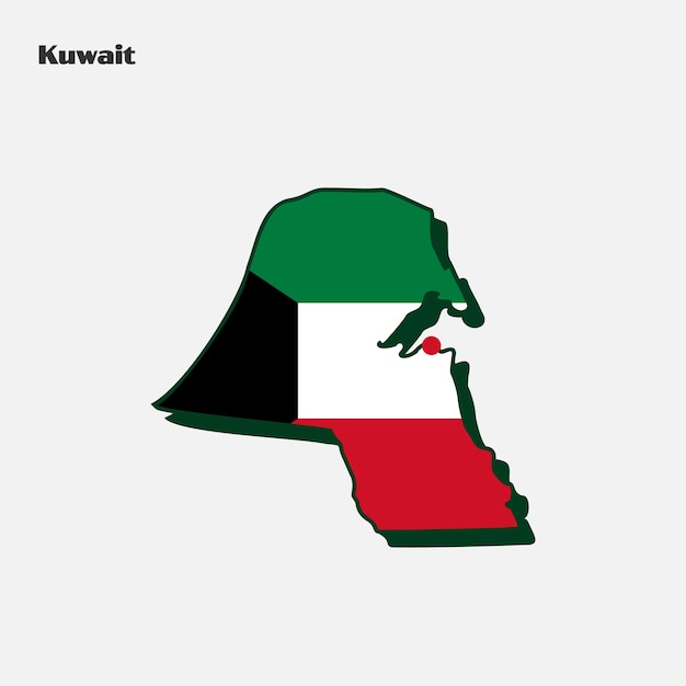 Vector infografía del mapa de la bandera de la nación de kuwait