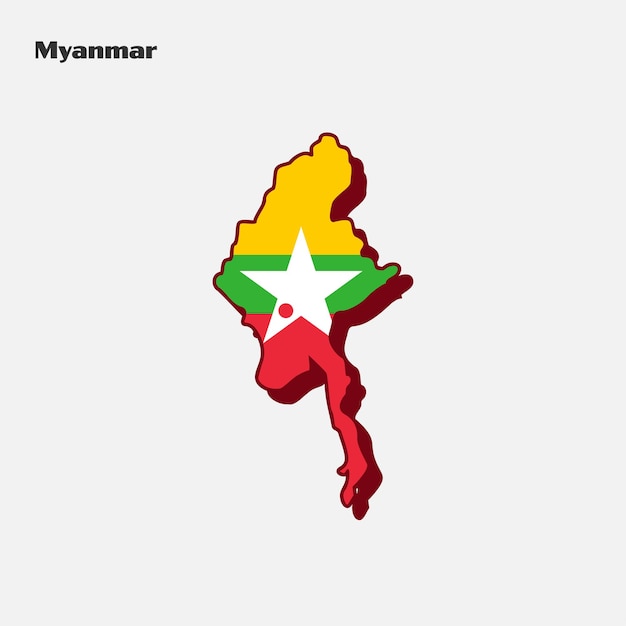 Infografía del mapa de la bandera de la nación de Myanmar
