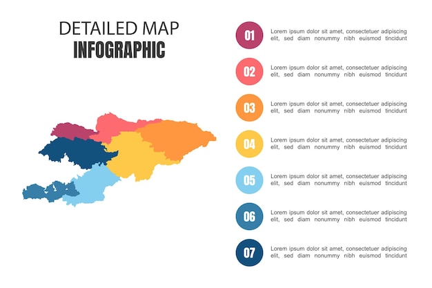 Infografía de mapa detallado moderno de kirguistán