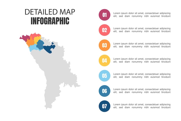 Infografía de mapa detallado moderno de moldavia