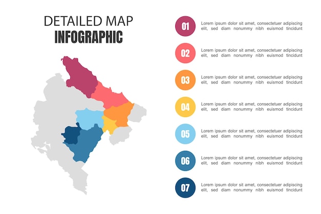 Infografía de mapa detallado moderno de montenegro