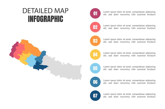 Infografía de mapa detallado moderno de Nepal