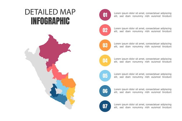 Infografía de mapa detallado moderno de perú