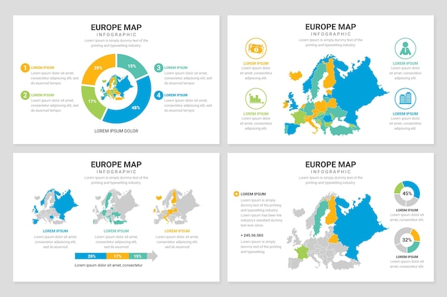 Infografía de mapa de europa plana