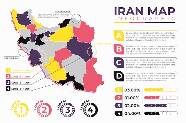 Vector infografía del mapa de irán