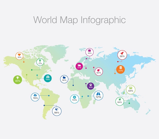 Infografía del mapa del mundo