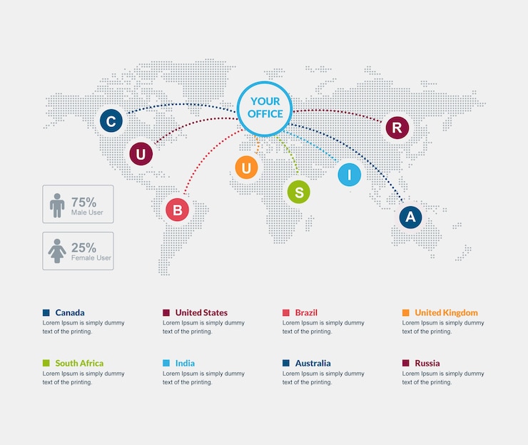 Vector infografía del mapa del mundo