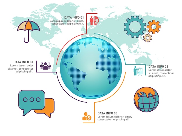 Infografía de mapa del mundo