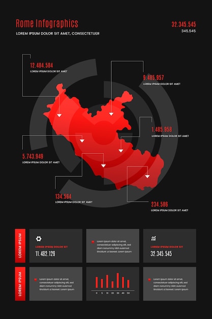 Vector infografía de mapa de roma degradado