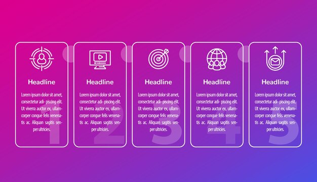 Infografía de marketing digital con iconos de línea