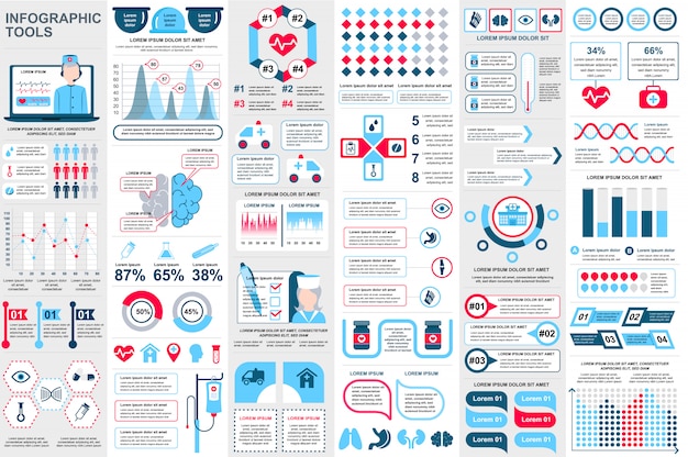 Infografía médica elementos de visualización de datos vector diseño de plantilla