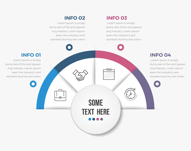 Infografía de medio círculo empresarial (4 pasos)