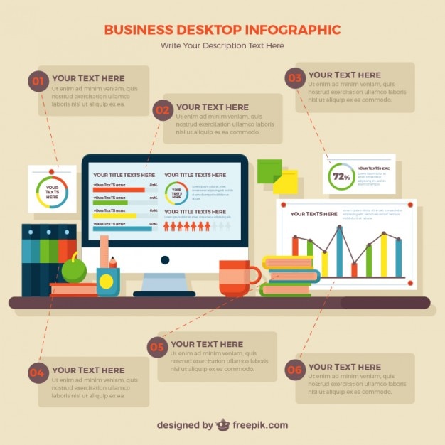 Vector infografía de una mesa de trabajo