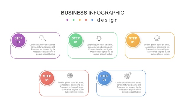 Infografía minimalista paso a paso con cinco opciones